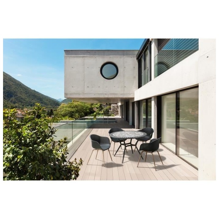 Lot de 2 Fauteuils Scandinave - Assise en plastique, pied en acier - N