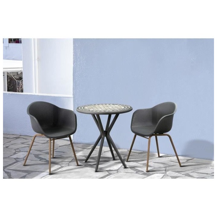 Lot de 2 Fauteuils Scandinave - Assise en plastique, pied en acier - N