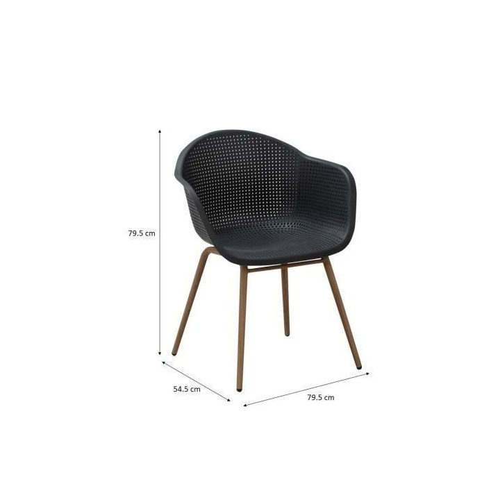 Lot de 2 Fauteuils Scandinave - Assise en plastique, pied en acier - N