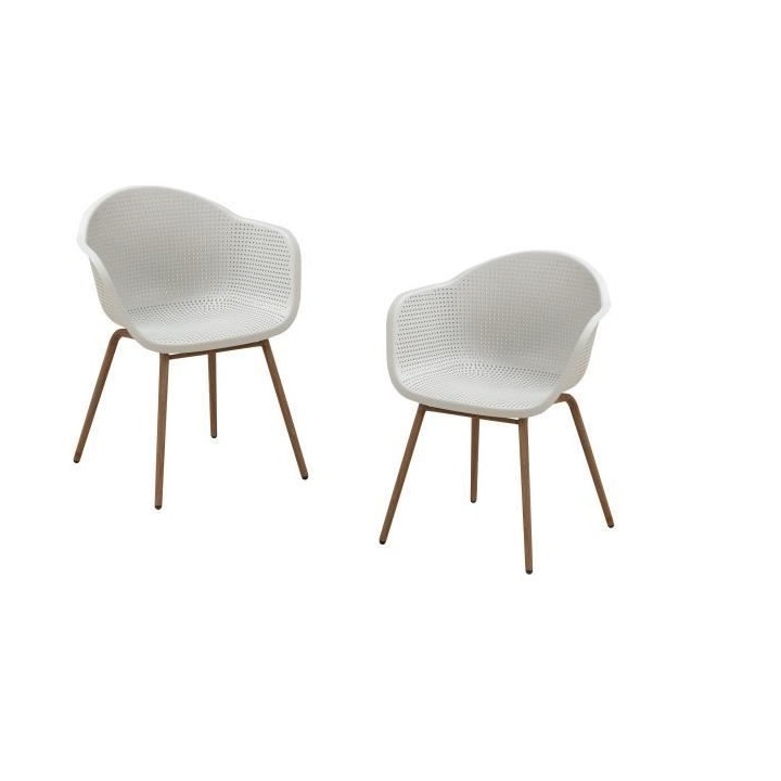 Lot de 2 Fauteuils Scandinave - Assise en plastique, pied en acier ave
