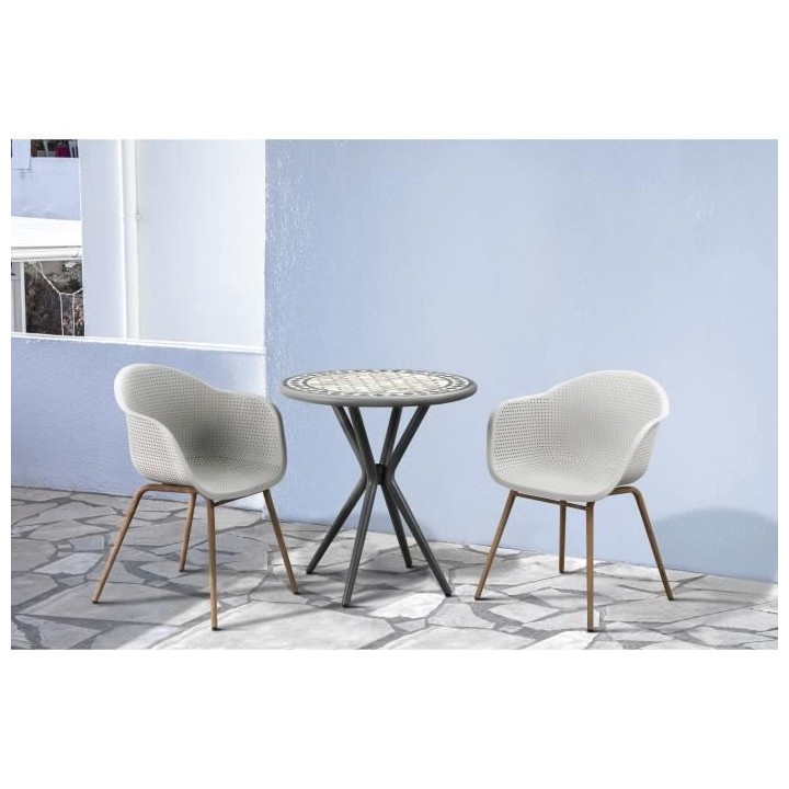 Lot de 2 Fauteuils Scandinave - Assise en plastique, pied en acier ave