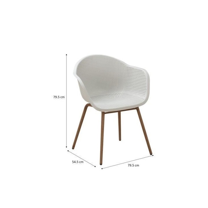 Lot de 2 Fauteuils Scandinave - Assise en plastique, pied en acier ave