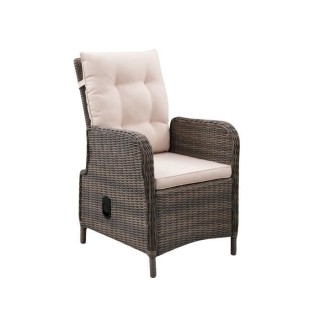 Fauteuil de jardin inclinable en acier et résine tressée - assise et