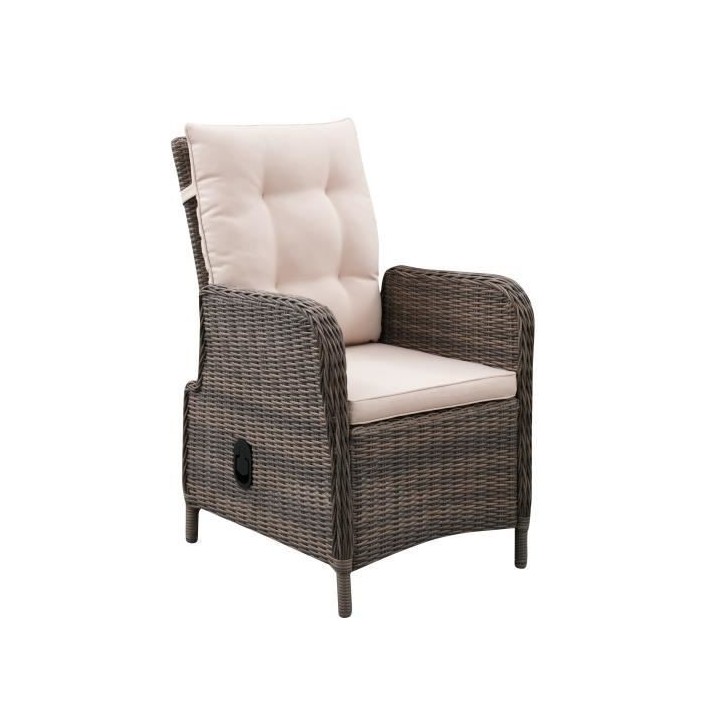 Fauteuil de jardin inclinable en acier et résine tressée - assise et