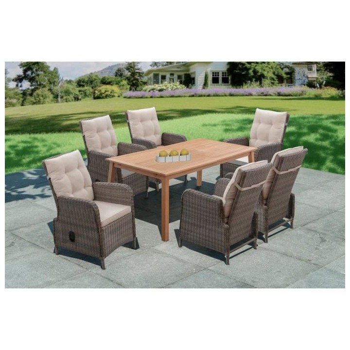 Fauteuil de jardin inclinable en acier et résine tressée - assise et