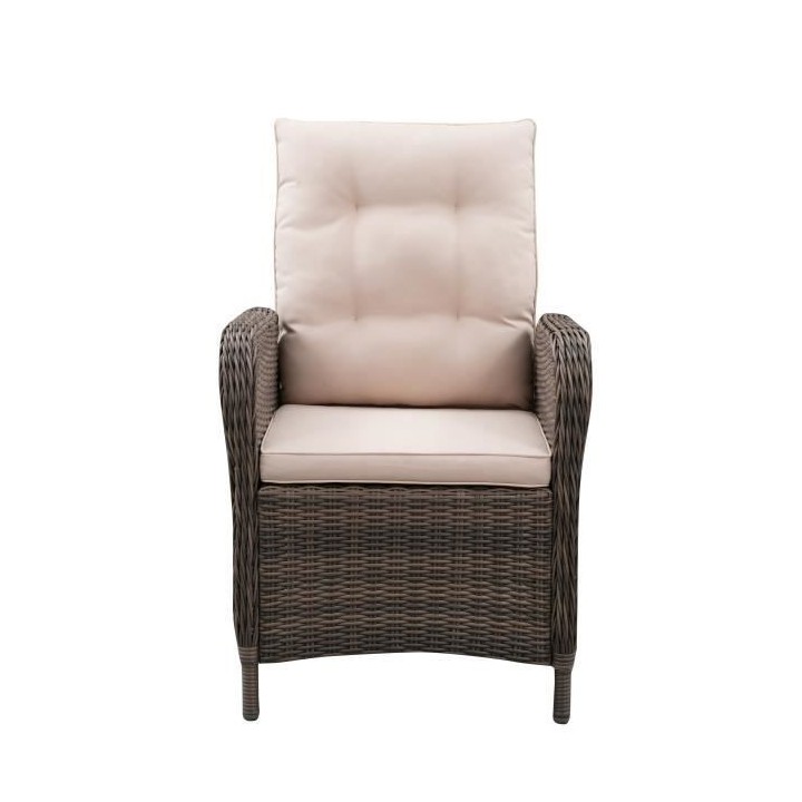 Fauteuil de jardin inclinable en acier et résine tressée - assise et