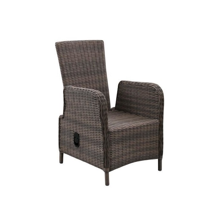 Fauteuil de jardin inclinable en acier et résine tressée - assise et