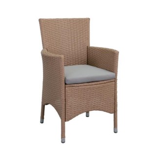 Fauteuil de jardin en rotin avec coussin - Couleur naturelle