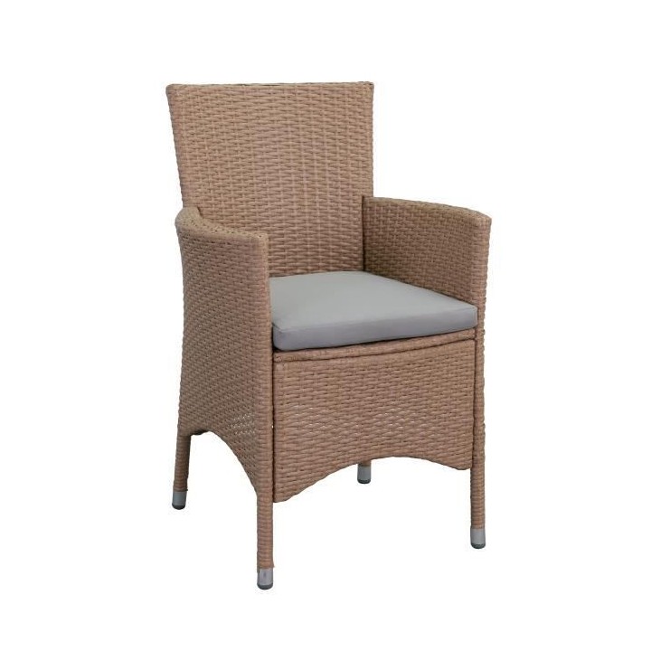 Fauteuil de jardin en rotin avec coussin - Couleur naturelle