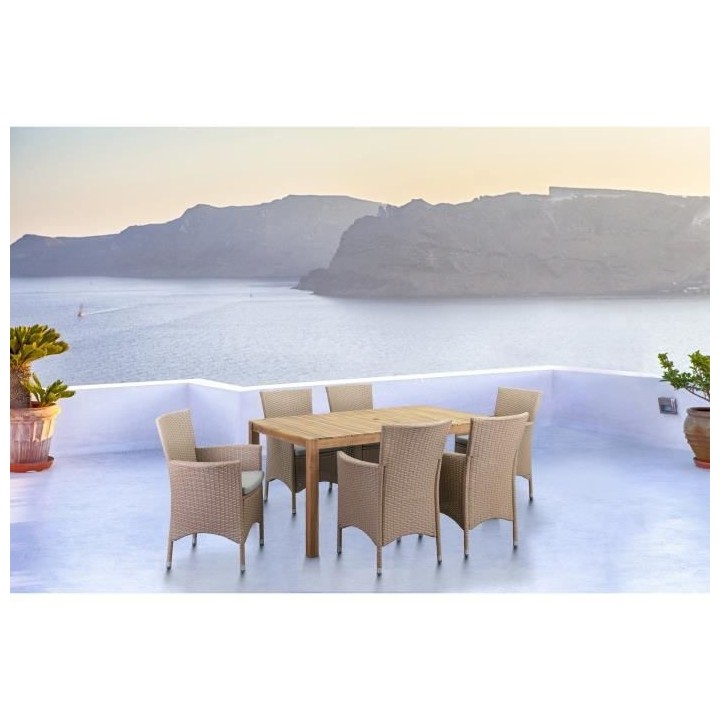 Fauteuil de jardin en rotin avec coussin - Couleur naturelle