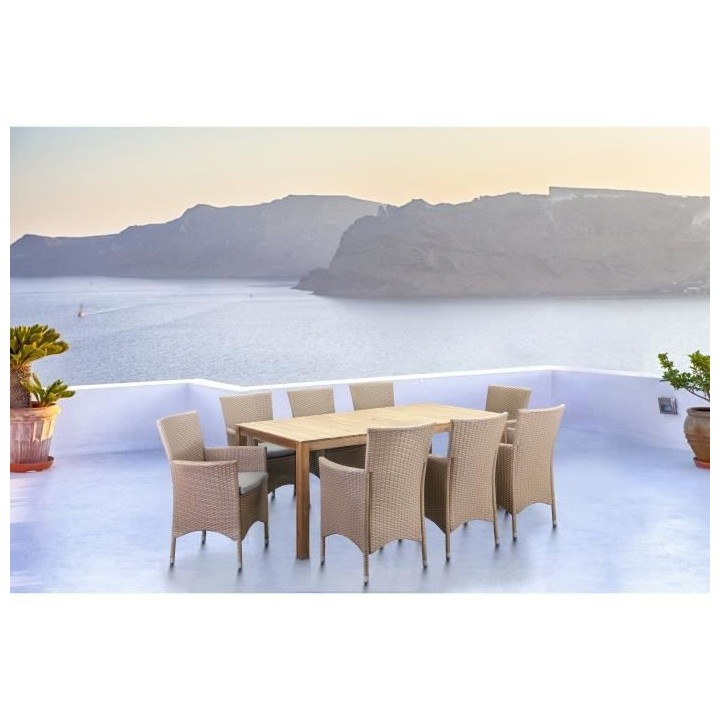 Fauteuil de jardin en rotin avec coussin - Couleur naturelle