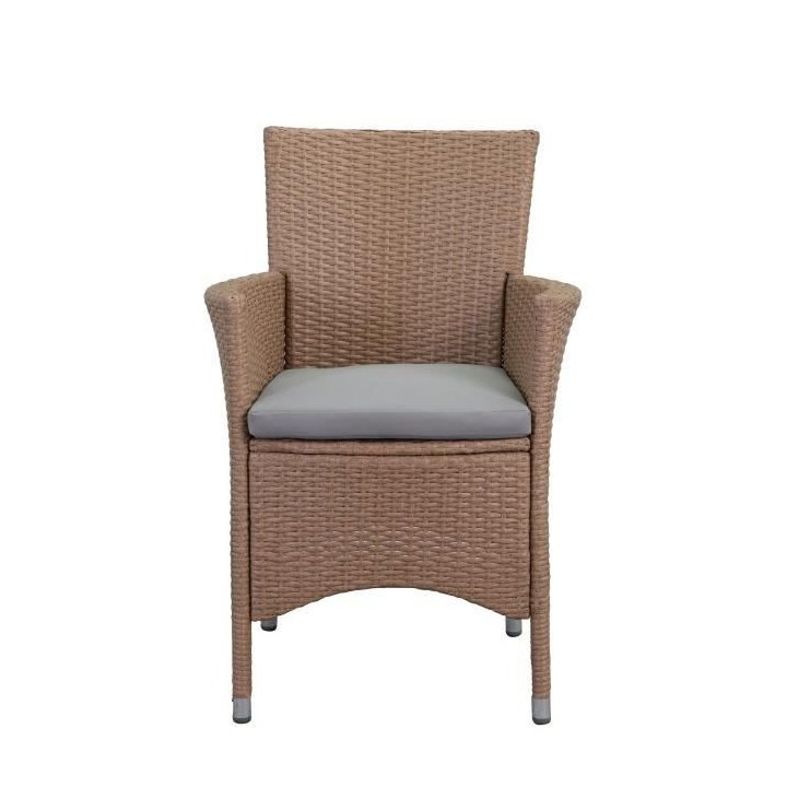 Fauteuil de jardin en rotin avec coussin - Couleur naturelle