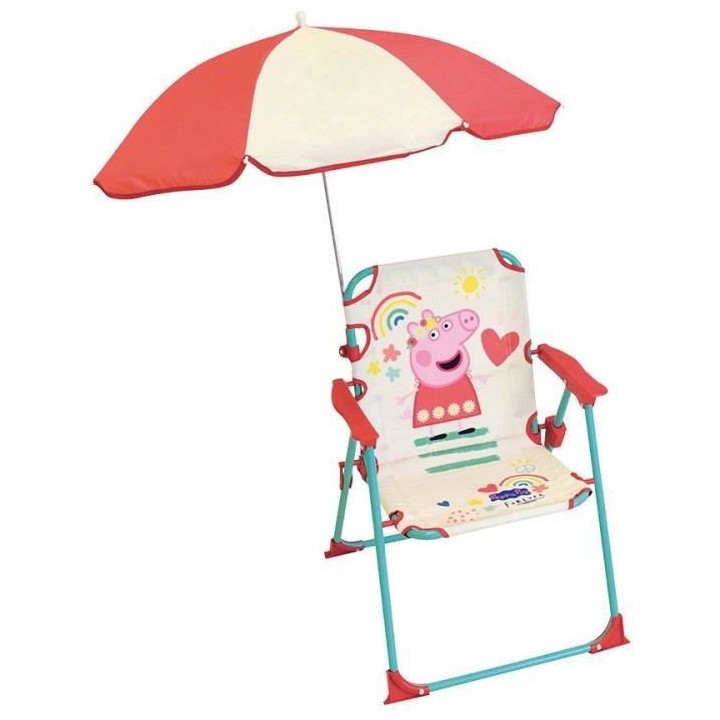 FUN HOUSE Peppa Pig Chaise pliante camping avec parasol - H.38.5 xl.38