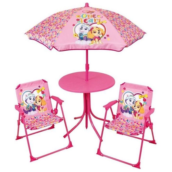 FUN HOUSE PAT'PATROUILLE Salon de jardin - 1 table 46xø46 cm, 2 chais