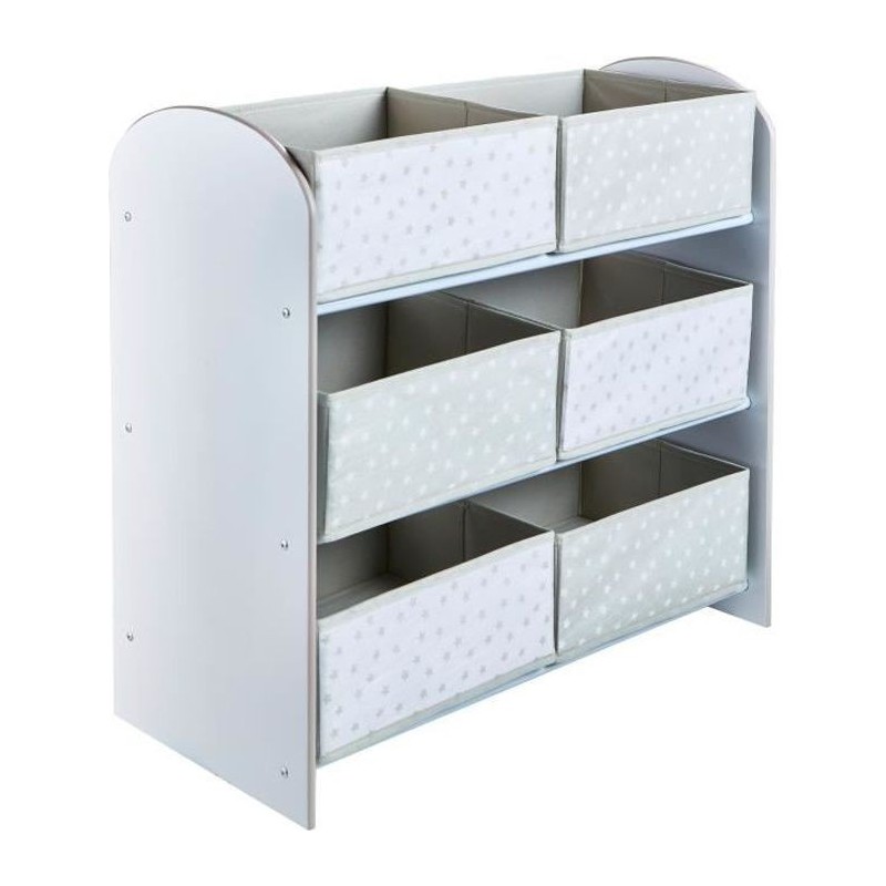 Meuble de rangement a jouets Blanc pour chambre d'enfant avec 6 bacs