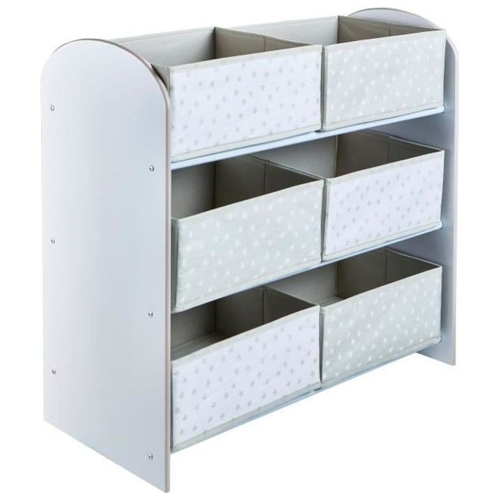 Meuble de rangement a jouets Blanc pour chambre d'enfant avec 6 bacs