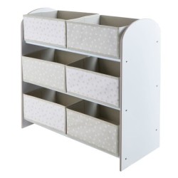 Meuble de rangement a jouets Blanc pour chambre d'enfant avec 6 bacs