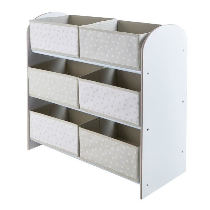 Meuble de rangement a jouets Blanc pour chambre d'enfant avec 6 bacs