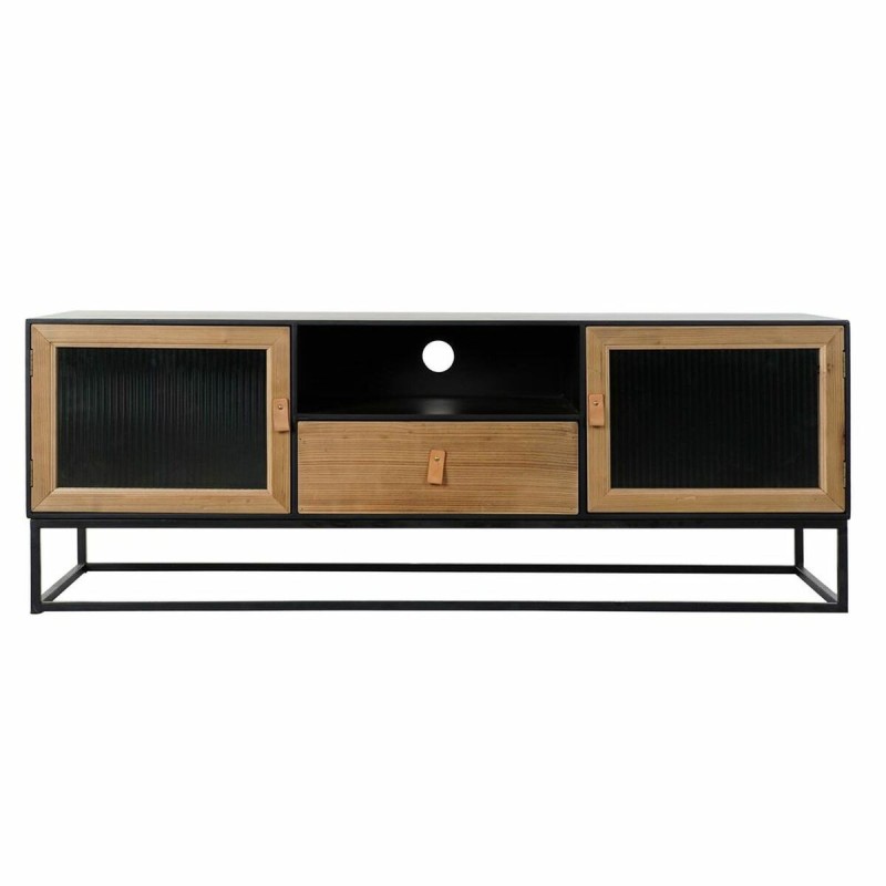 Meubles de télévision DKD Home Decor Noir Bois Métal Verre (140 x 40 x 50 cm)