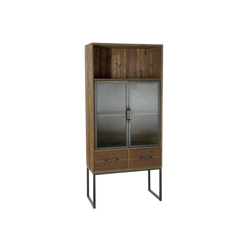 Armoire DKD Home Decor Noir Bois Métal Verre (70 x 34.5 x 160 cm)