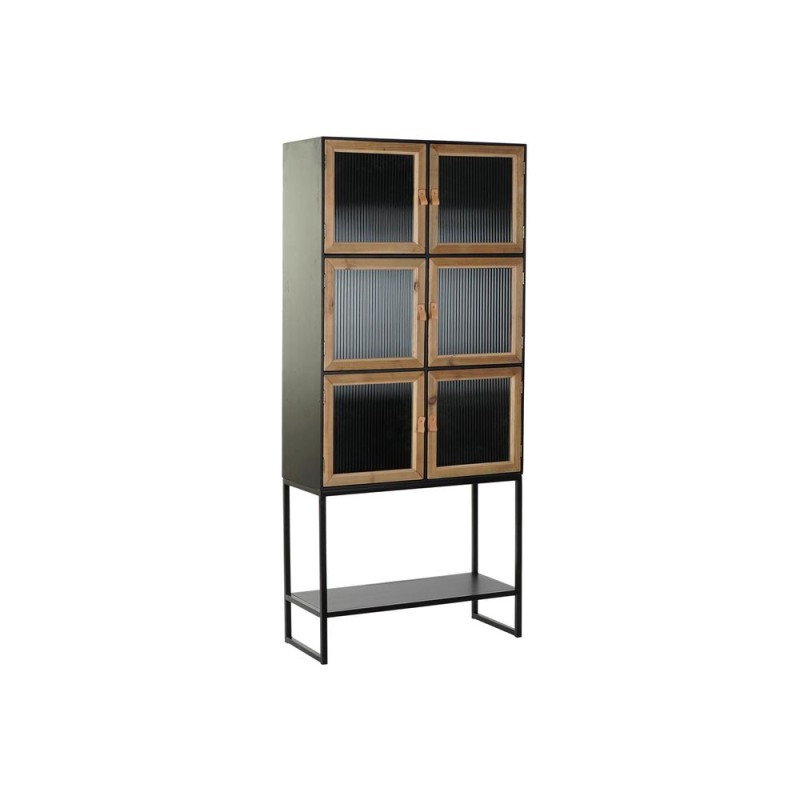 Armoire DKD Home Decor Noir Bois Métal Verre (80 x 35 x 180 cm)