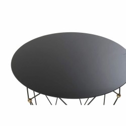 Table d'appoint DKD Home Decor Noir Métal Verre Doré (70 x 70 x 60 cm)