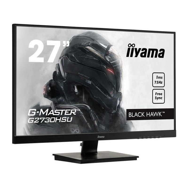 Ecran IIYAMA G-Master Black Hawk - 27 Full HD - Dalle TN - 1 ms - 75 Hz - DisplayPort / HDMI / VGA - AMD FreeSync