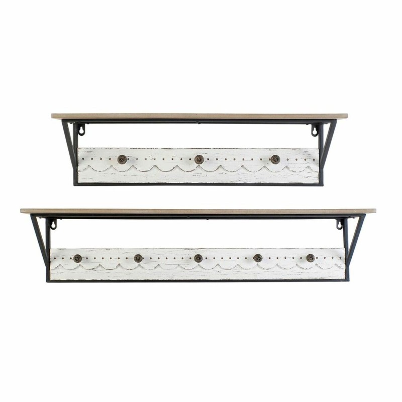 Porte-manteau DKD Home Decor Blanc Métal Bois MDF (2 pcs)