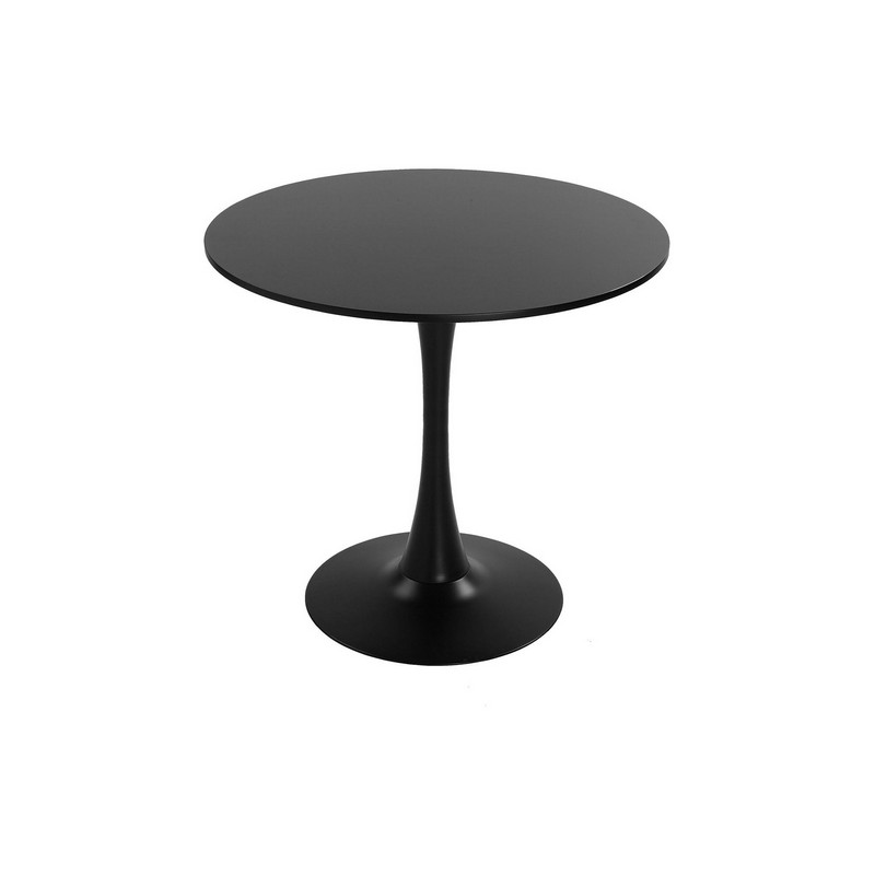 Table Ronde Noire Métal Bois MDF (80 x 73 x 80 cm)