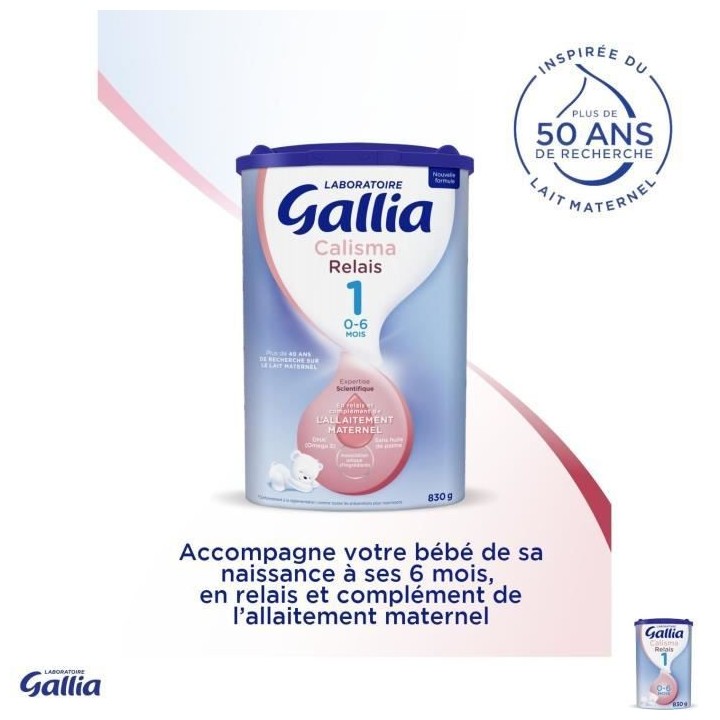 GALLIA Calisma Relais 1 Lait en poudre pour bébé - 3 x 830 g - De 0