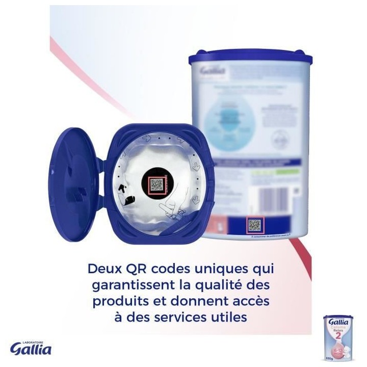 GALLIA - Calisma Relais 2 - Lait en poudre pour bébé - 3 x 830 g - D