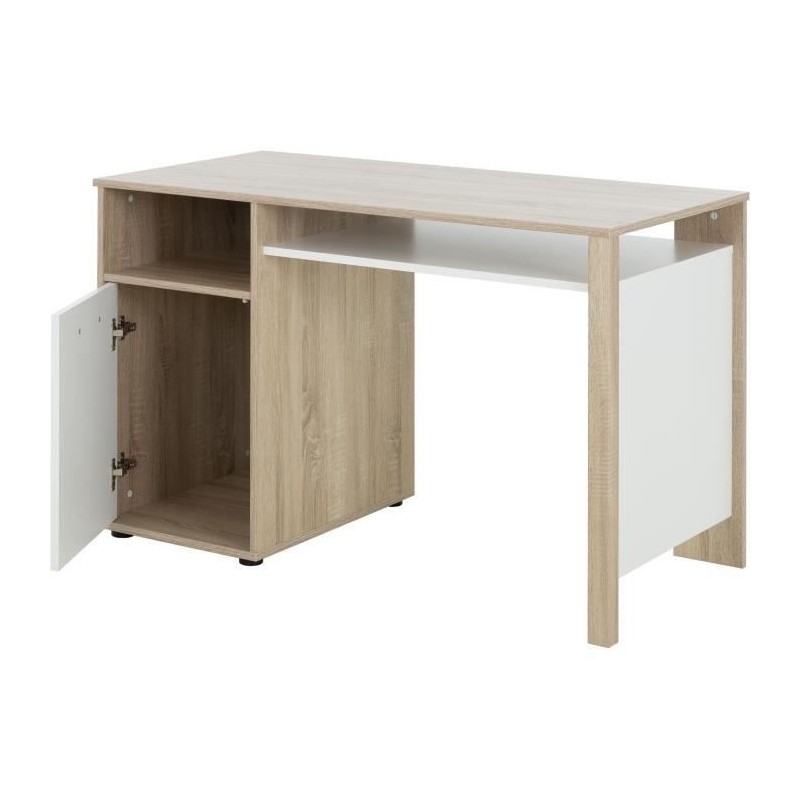 BUREAU 1 PORTE - NATUREL L:120 H:74 P:60 - Décor Blanc - KYLLIANGami