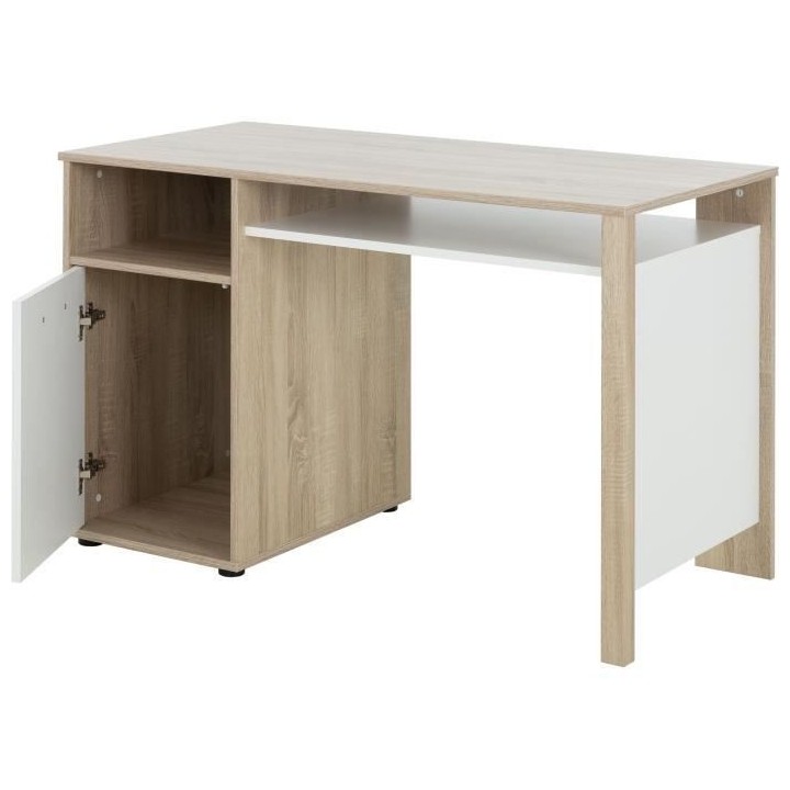 BUREAU 1 PORTE - NATUREL L:120 H:74 P:60 - Décor Blanc - KYLLIANGami