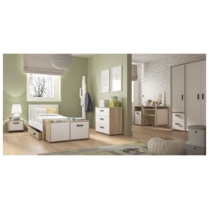 BUREAU 1 PORTE - NATUREL L:120 H:74 P:60 - Décor Blanc - KYLLIANGami