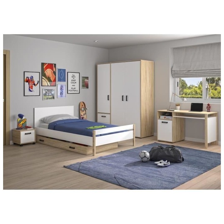 BUREAU 1 PORTE - NATUREL L:120 H:74 P:60 - Décor Blanc - KYLLIANGami