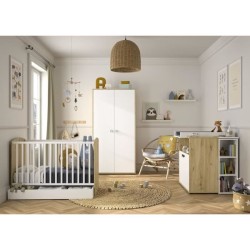 Chambre bébé Duo : Lit + Commode a langer ARTHUR - Décor chene blond - 70 x 140 cm - GALIPETTE