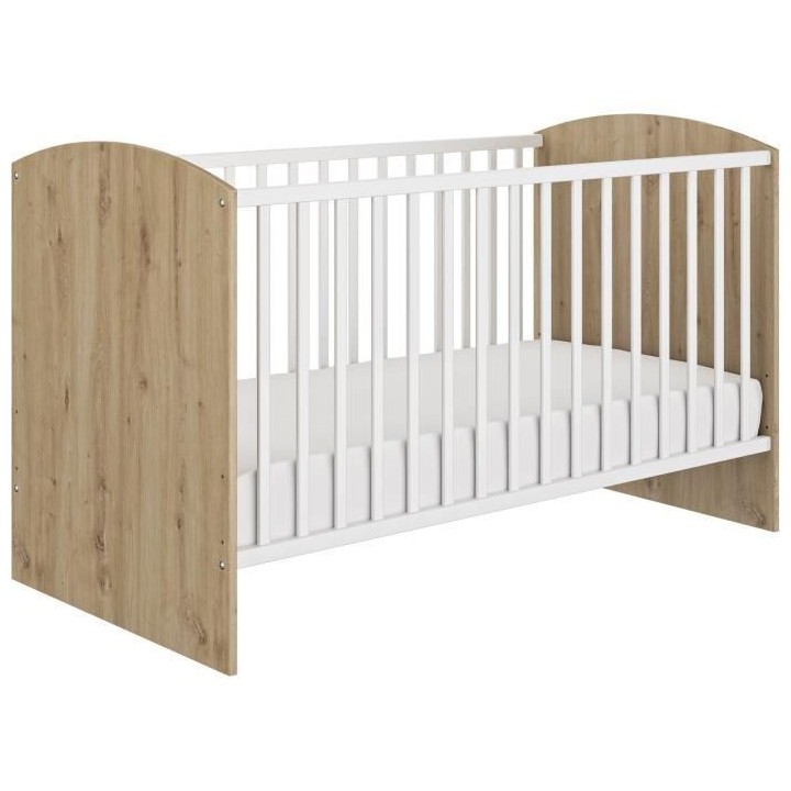 Chambre bébé Duo : Lit + Commode a langer ARTHUR - Décor chene blon