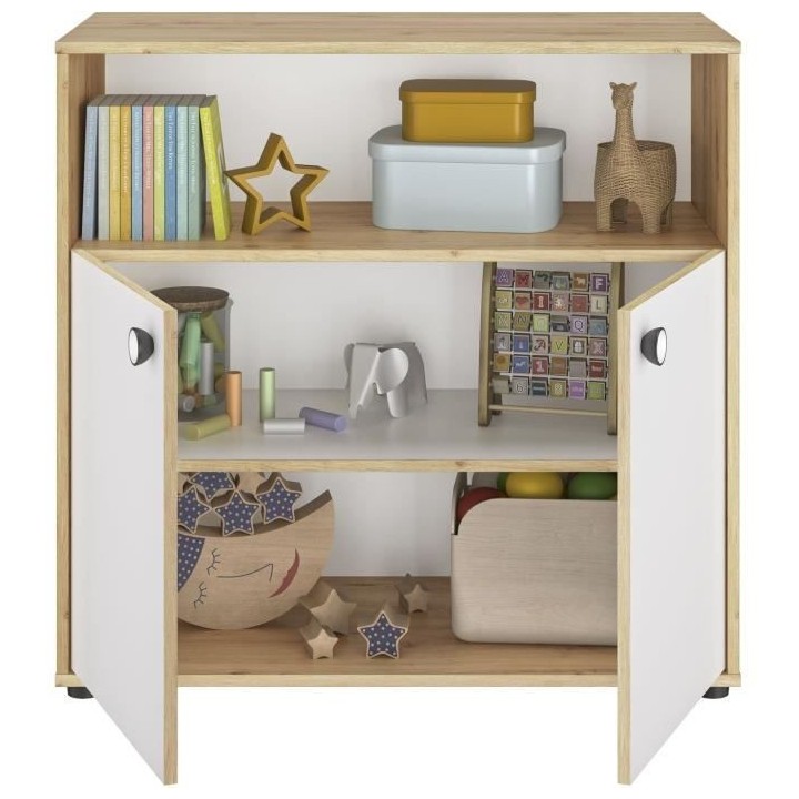 Chambre bébé Duo : Lit + Commode a langer ARTHUR - Décor chene blon