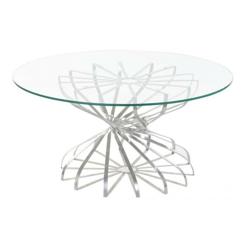 Table de Salle à Manger DKD Home Decor Argenté Verre Fer (81 x 81 x 38 cm)