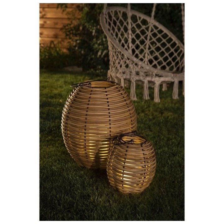 Lampe rotin H46 - bougie (PILES) - GALIX