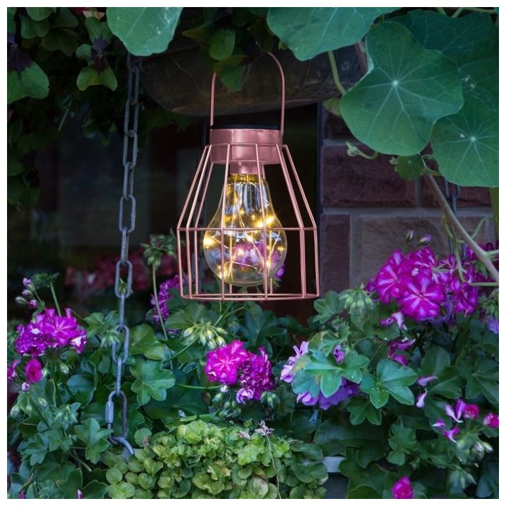 GALIX Lampe de table solaire : Metal finition cuivré