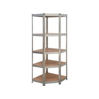 PRACTO HOME Etagere de rangement bois/galva d'angle - 180 x 70 x 40 cm