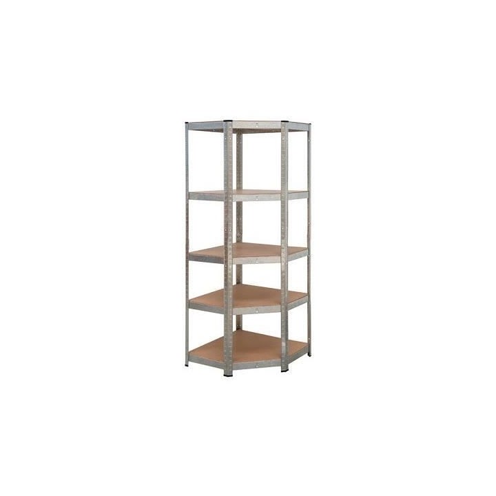 PRACTO HOME Etagere de rangement bois/galva d'angle - 180 x 70 x 40 cm