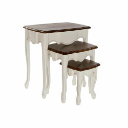 Jeu de 3 tables DKD Home Decor Bois Marron Blanc Plastique 60 x 40 x 66 cm