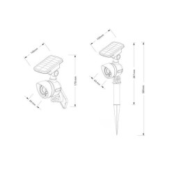 GALIX Spot a énergie solaire tres éclairante a détecteur de présence - 100 Lm - H 38,5-26,7 x 6,5 x 10,5 cm