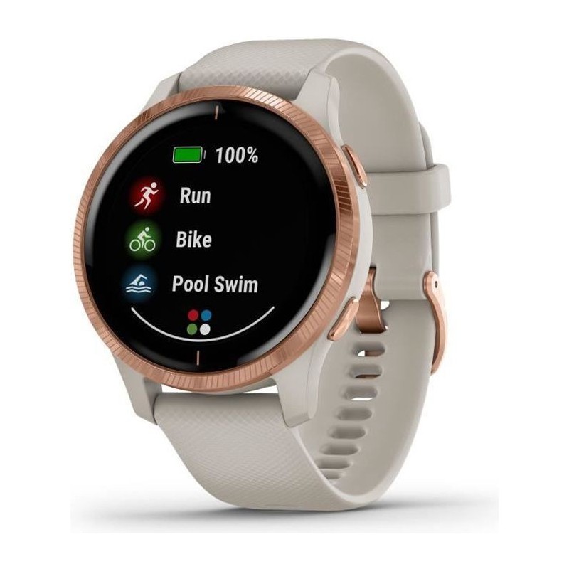 GARMIN Venu - Montre connectée GPS avec écran Amoled - Rosegold / Beige