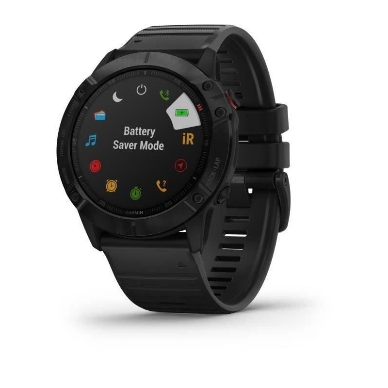 GARMIN Fenix 6X Pro - Montre connectée - Noir - Bracelet noir