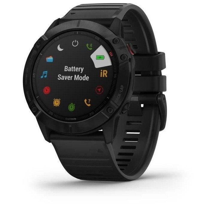GARMIN Fenix 6X Pro - Montre connectée - Noir - Bracelet noir