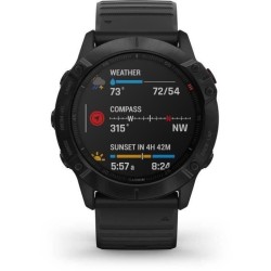 GARMIN Fenix 6X Pro - Montre connectée - Noir - Bracelet noir