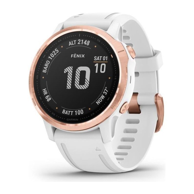 Garmin fenix 6S PRO - Montre GPS multisports haut de gamme - Rose Gold avec bracelet blanc